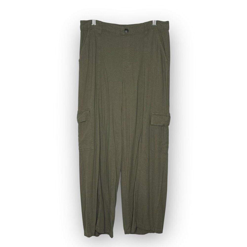 Rewash Green Cargo Wide Leg Pants Rayon Linen Blend Women’s Size Medium